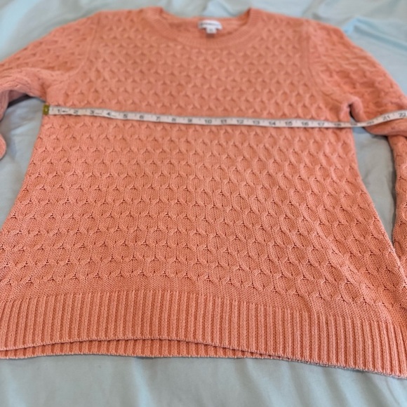 Croft & Barrow Women’s Sz: L Orange Cotton Cable-Knit Crew Neck Pullover Sweater - Picture 3 of 11